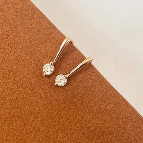 Simple Inlaid Zircon Stud Earrings Minimalist