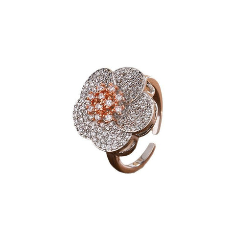 Zircon Shining Flowers Set Rings Simple