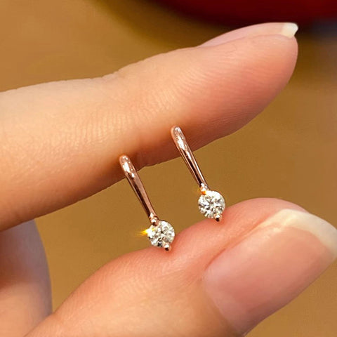 Simple Inlaid Zircon Stud Earrings Minimalist