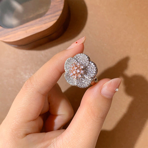 Zircon Shining Flowers Set Rings Simple