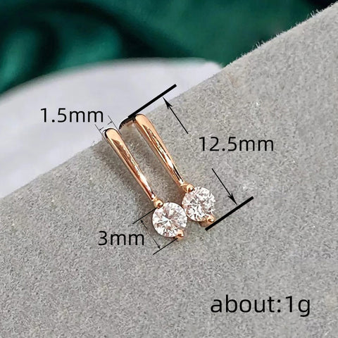 Simple Inlaid Zircon Stud Earrings Minimalist